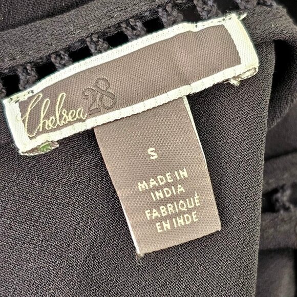 Chelsea 28 Sequin Plunging V-Neck Tank Top Womens S Open Knit Detail Black Back - Picture 6 of 12